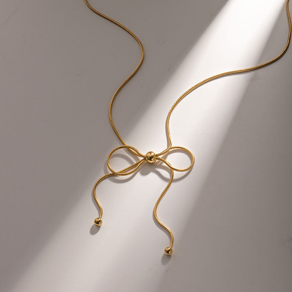 18K Gold Bow Rope Necklace