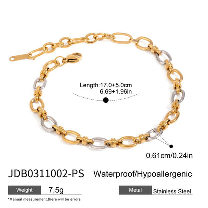 18K Gold and Silver Two Tone Tangled Up Circle Chain Bracelet