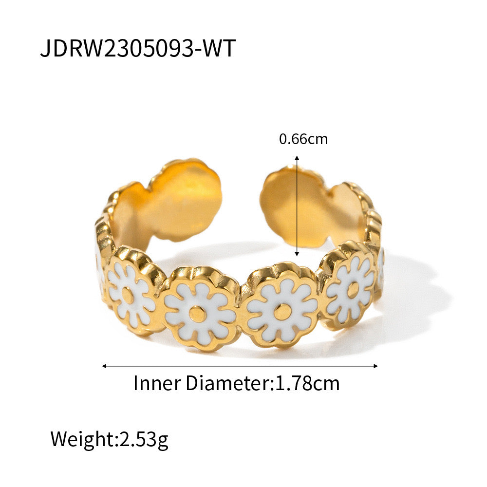 18K Gold Daisy Flower Color Band Ring