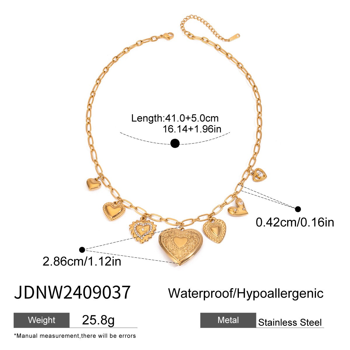 18K Gold Heart Locket Charm Bracelet