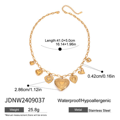 18K Gold Heart Locket Charm Bracelet