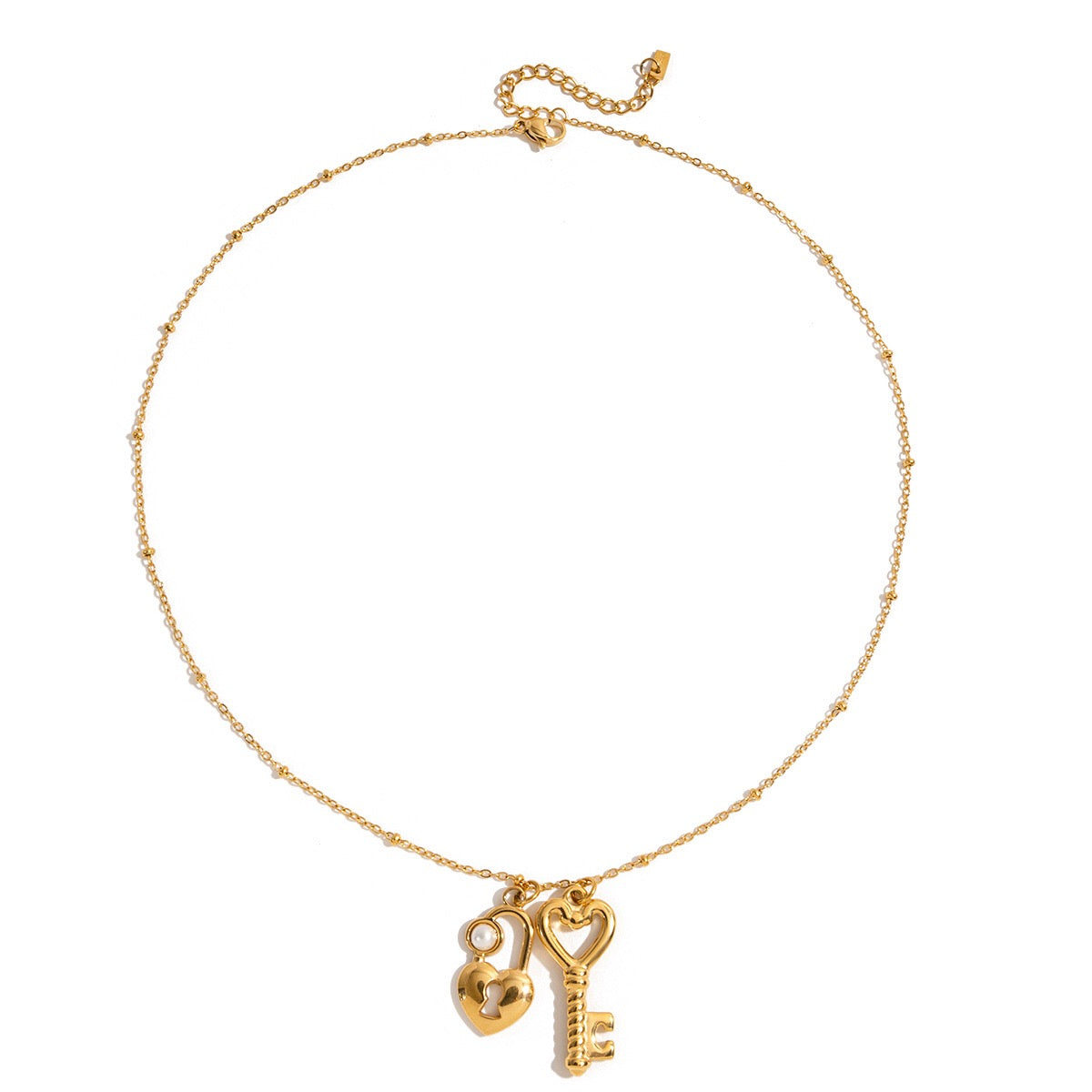 18K Gold Key to Your Heart Charm Pendant Necklace