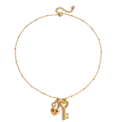 18K Gold Key to Your Heart Charm Pendant Necklace