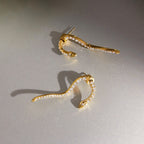 18K Gold Snake Ear Cuff & Stud Earrings Set