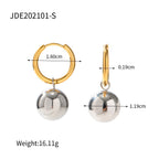 18K Gold Chic Ball Dangle Small Hoop Huggie Earrings