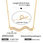 18K Gold Ocean Sway Pave Wave Dainty Pendant Necklace