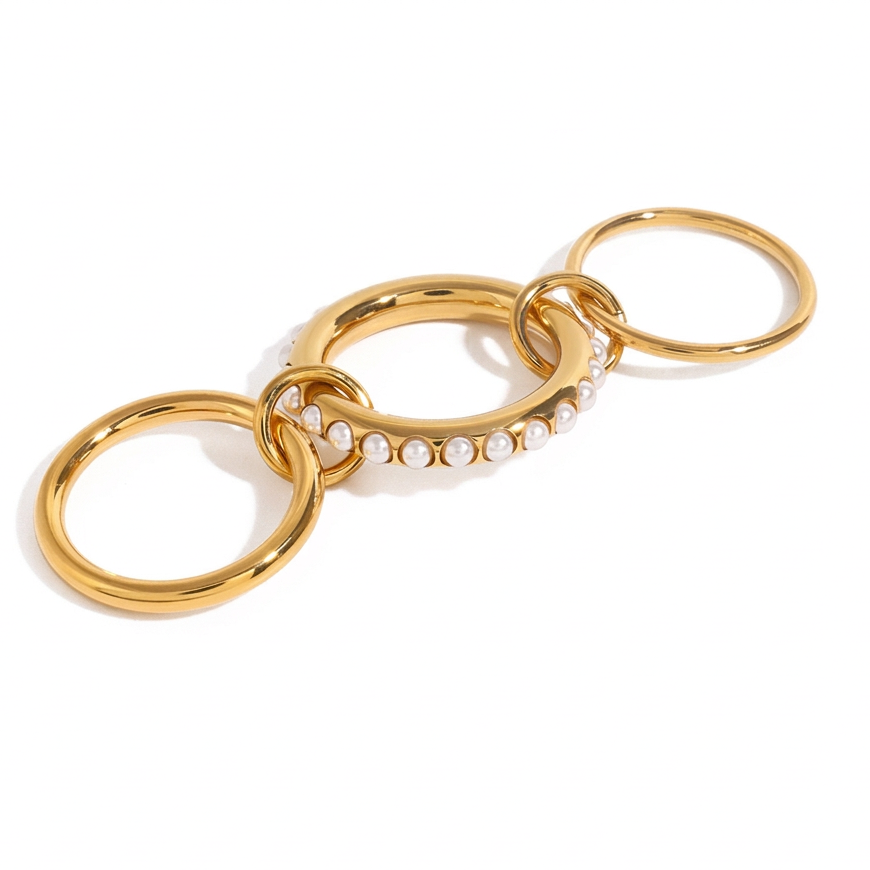 18K Gold Two Tone Connected Multi Layers Spinelli Stacking Rings