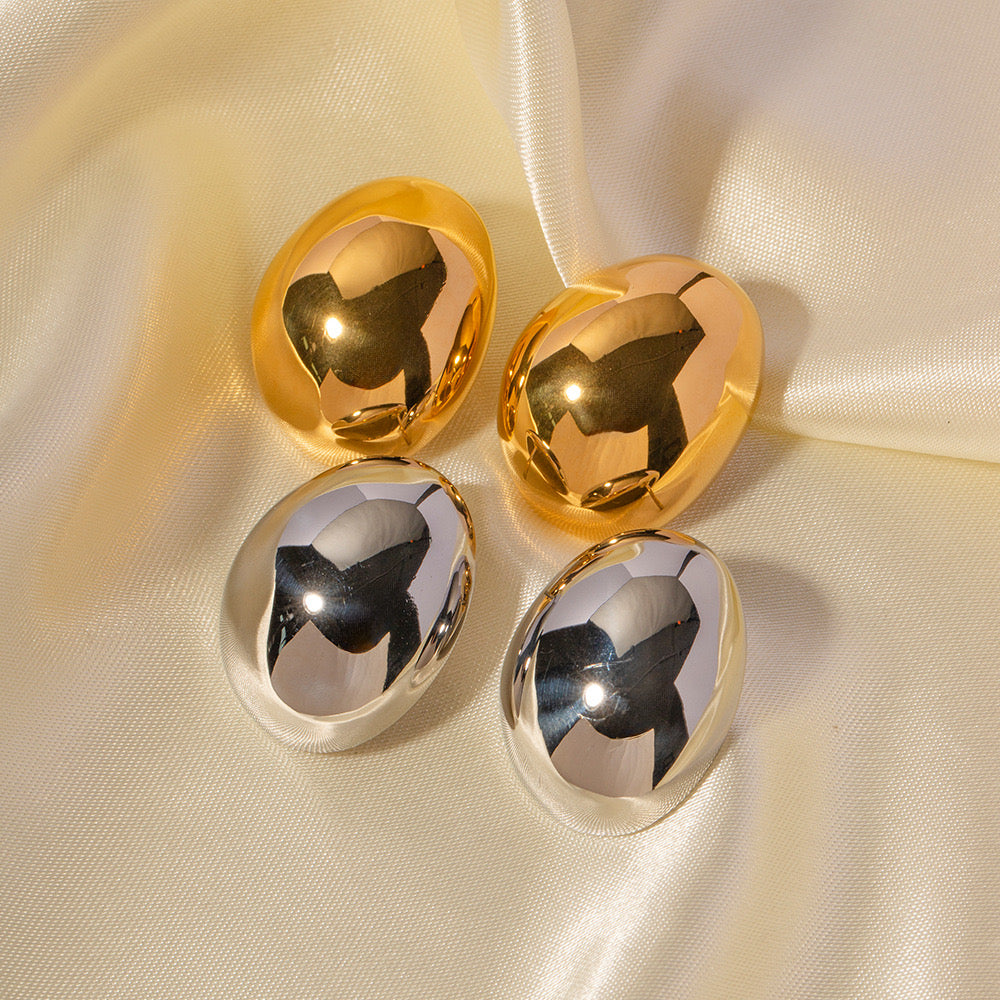 18K Gold Glamour Chunky Statement Stud Earrings