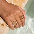 18K Gold Bling Horseshoe Statement Ring
