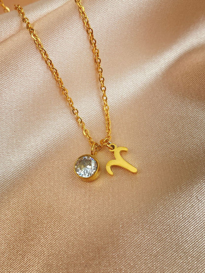 18K Gold Zodiac Birthstone Pendant Necklace