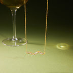 18K Gold Ocean Sway Pave Wave Dainty Pendant Necklace