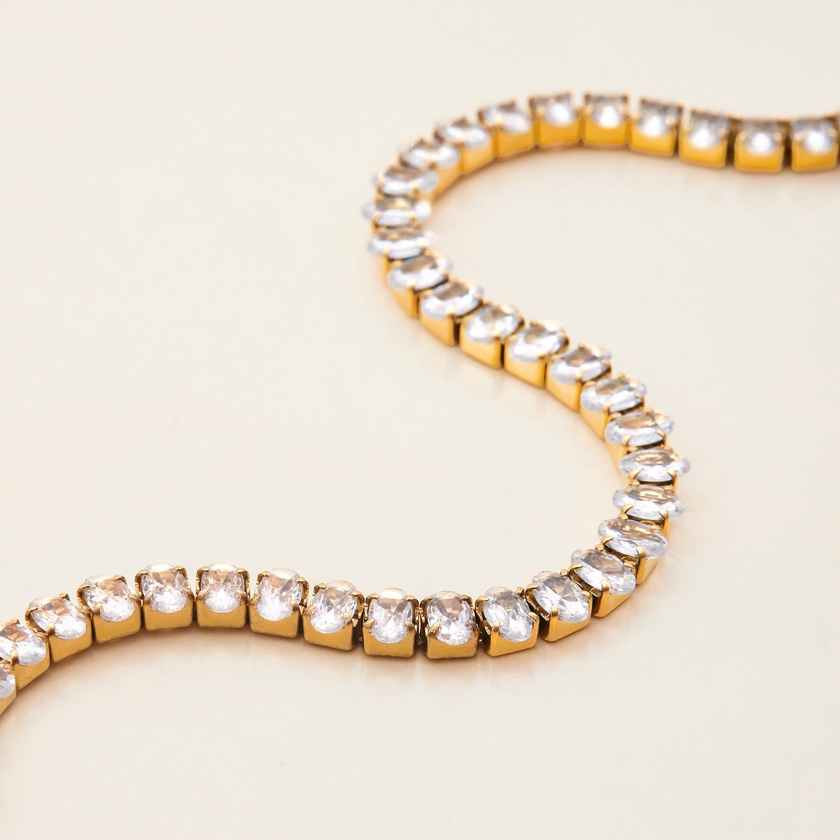 18K Gold Extra Bling Paperclip Chain Bangle Tennis Bracelet Stack
