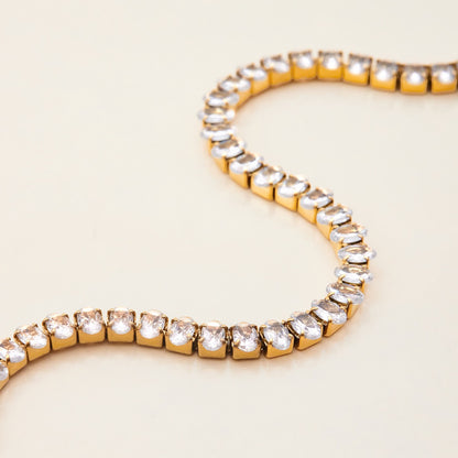 18K Gold Extra Bling Paperclip Chain Bangle Tennis Bracelet Stack