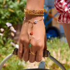 18K Gold Waterproof Color Beaded Flower Hand Chain Bracelet
