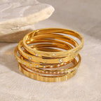 18K Gold Heart Bangle Bracelet