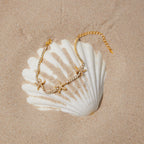 18K Gold Starfall by the Sea Pave Starfish Dainty Tennis Chain Bracelet
