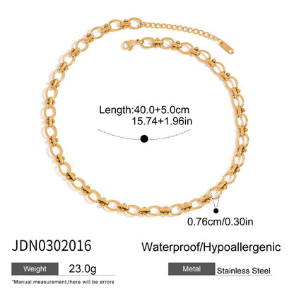 18K Gold and Silver Two Tone Circle Chunky Chain Layered Necklace Set