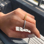 18K Gold and Silver Two Tone Eternity Multiple Linked Spinelli Ring Stack