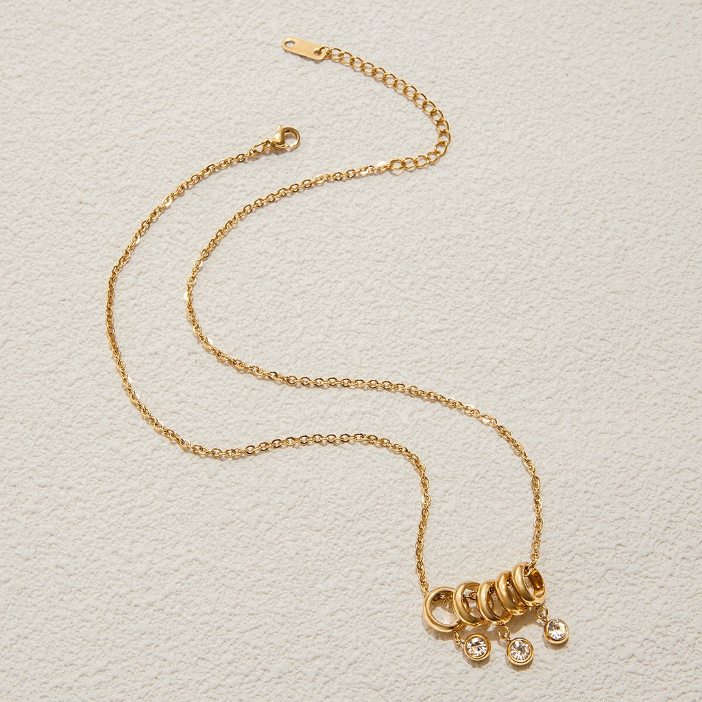 18K Gold Starry Ring Charm Pendant Herringbone Snake Chain Layered Necklace Set