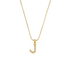 18K Gold Pearl Initial Pendant Necklace