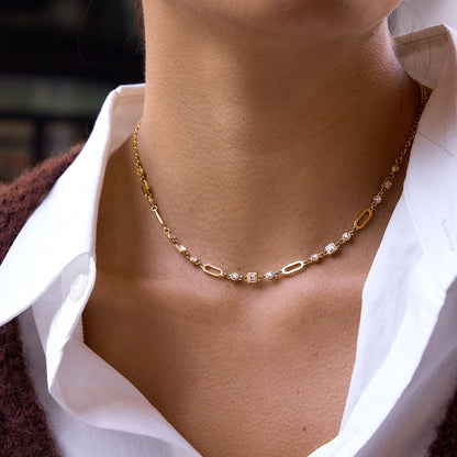 18K Gold Sparkle Season Dainty Chain Choker Necklace