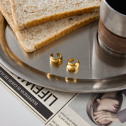 18K Gold Angel Wings Minimalist Bling Huggie Earrings Ear Cuff Set