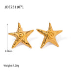 18K Gold Ocean Swirl Starfish Stud Earrings