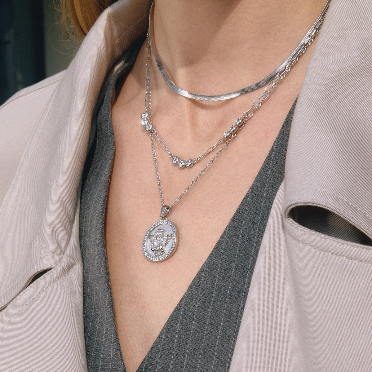 18K Gold Pearl Talk Simple Paper Clip Chain Necklace