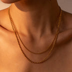18K Gold Dainty Beaded Chain Layered Necklace Set