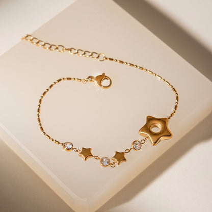 18K Gold Starlight Dainty Chain Tennis Bracelet Stack
