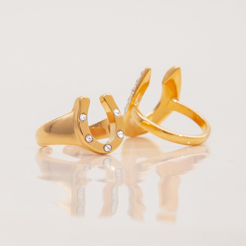 18K Gold Bling Horseshoe Statement Ring