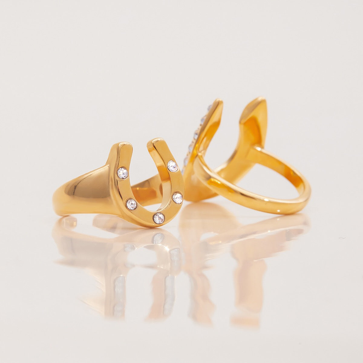 18K Gold Bling Horseshoe Statement Ring
