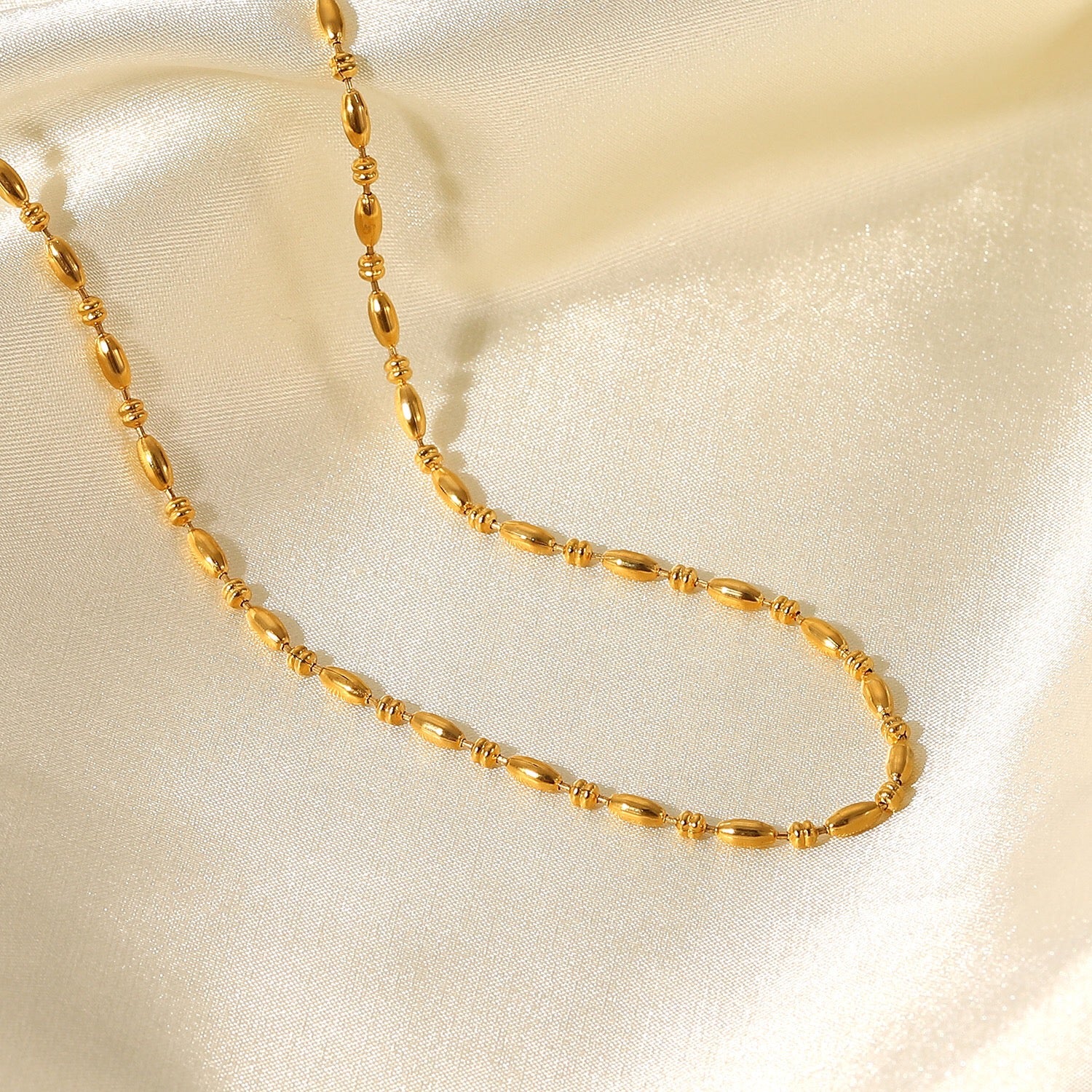 18K Gold Chic Beaded Chain Necklace