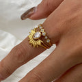 18K Gold Rising Sun Stacking Rings Set
