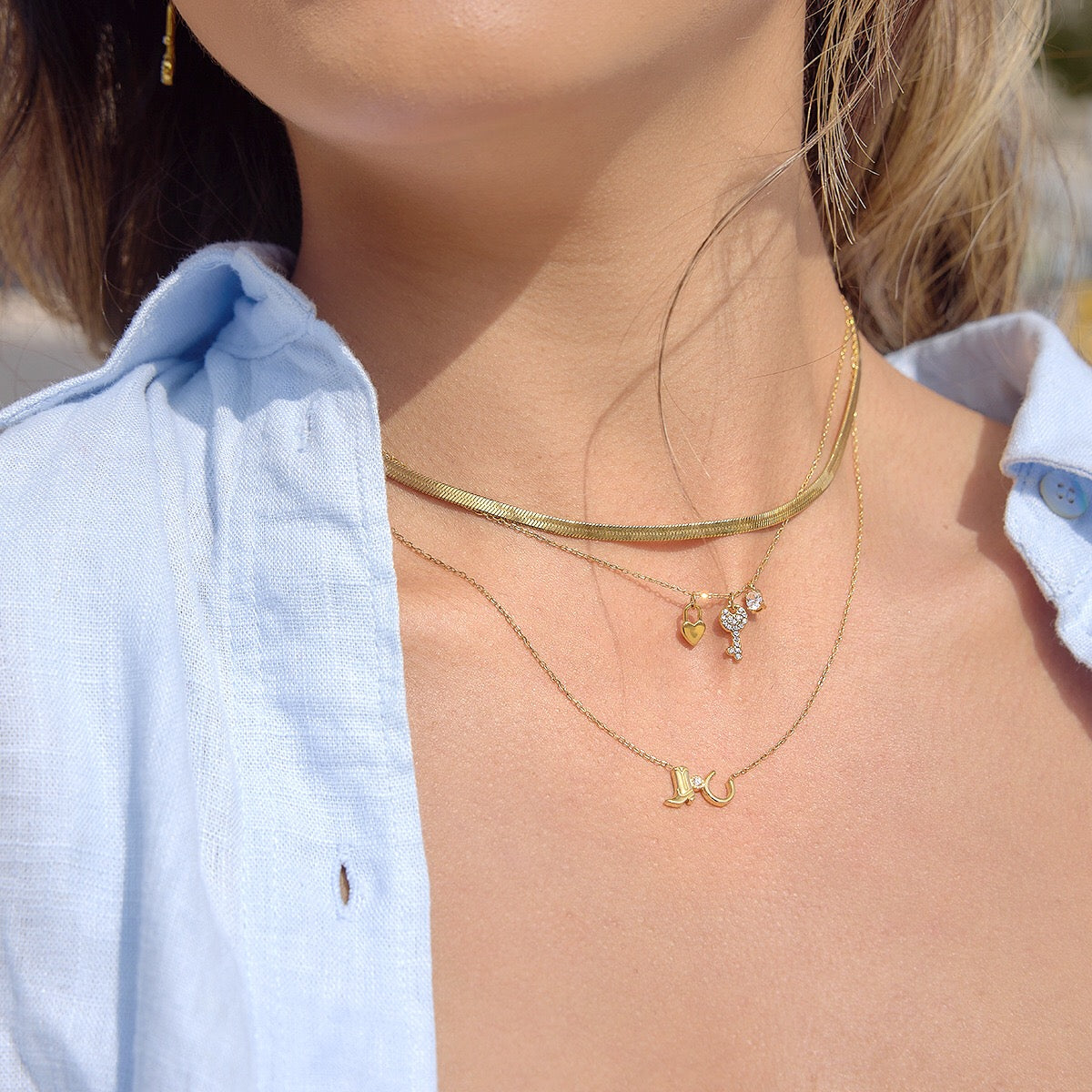 18K Gold Cowgirl Spirit Horseshoe Cowboy Boots Dainty Pendant Necklace