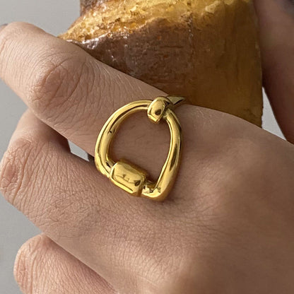 18K Gold and Silver Two Tone Geometric Statement Ring