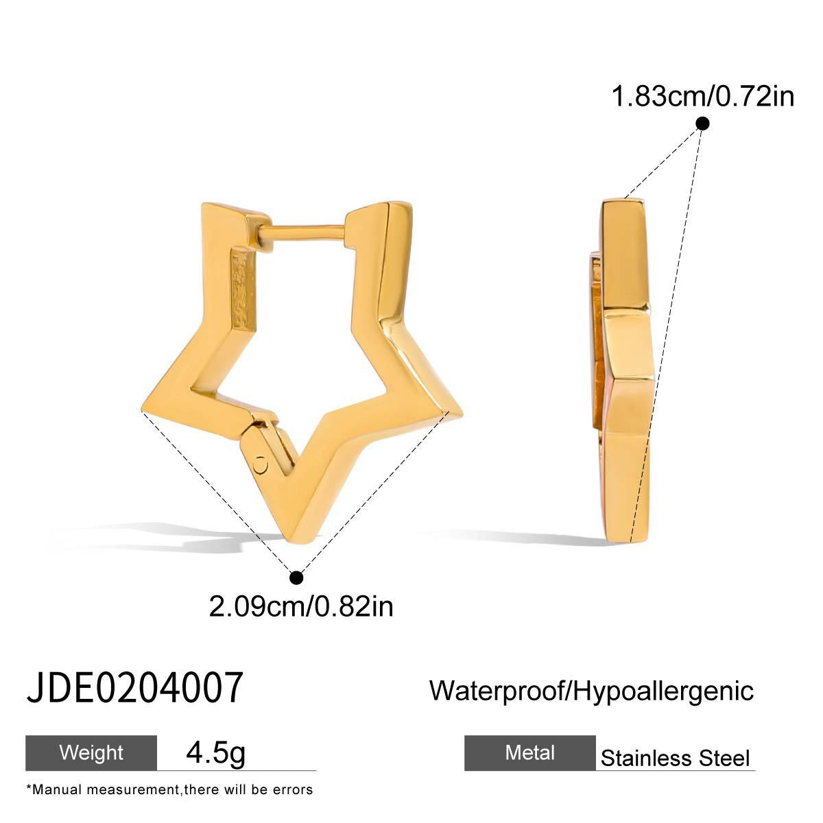 18K Gold Sweetheart Star Heart Small Hoop Huggie Earrings