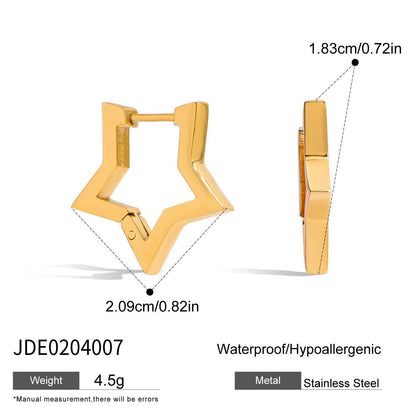 18K Gold Sweetheart Star Heart Small Hoop Huggie Earrings