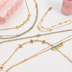 18K Gold Blue Winter Wonderland Moon and Stars Tennis Bracelet Stack