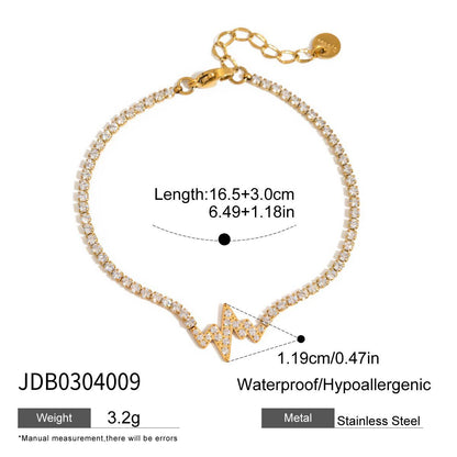 18K Gold Dreamy Bling Heart Bow Tennis Chain Bracelet Stack