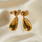 18K Gold Water Drop Dangle Statement Earrings