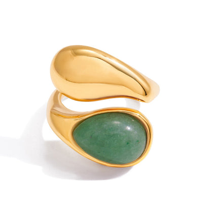 18K Gold Modern Royalty Gemstone Pearl Statement Ring