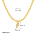 18K Gold Minimalist Glam Herringbone Chain Initial Dainty Necklace