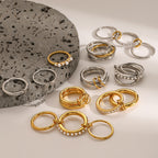 18K Gold Two Tone Connected Multi Layers Spinelli Stacking Rings