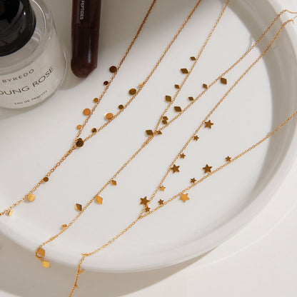 18K Gold Milky Way Y Shape Lariat Chain Necklace