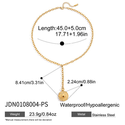 18K Gold Sun Goddess Y Shape Coin Pendant Necklace