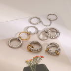 18K Gold Two Tone Connected Multi Layers Spinelli Stacking Rings