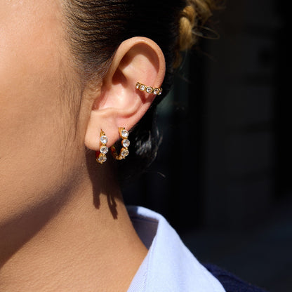 18K Gold Gleam Small Hoop Huggie Earrings