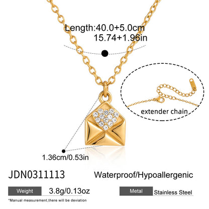 18K Gold Written in Love Bling Heart Pendant Dainty Necklace