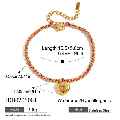 18K Gold Cozy String Chain Dainty Charm Bracelet